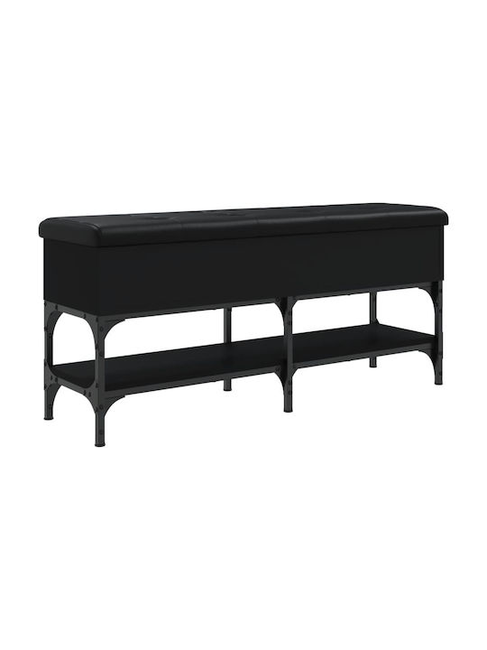 Entry Furniture with Shoe Rack & Bench Black Velvet-Black Metal 102x32x45cm