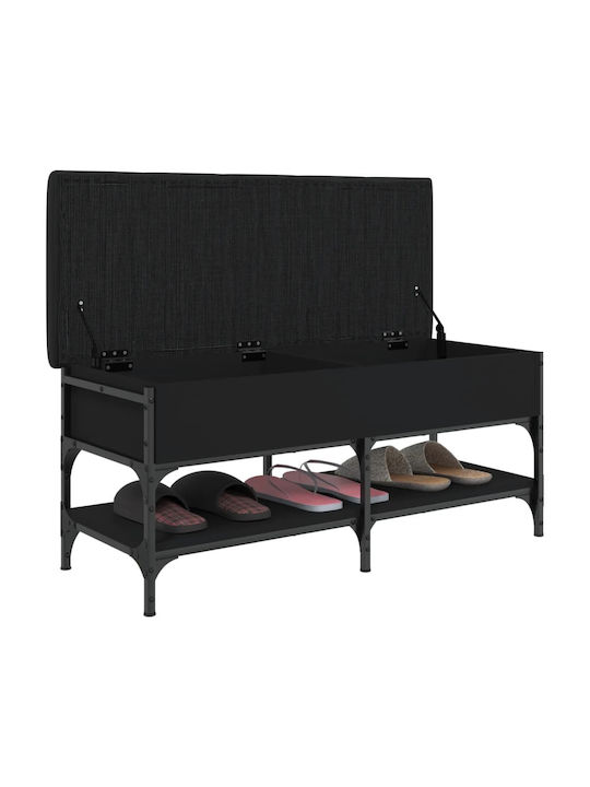 Entry Furniture with Shoe Rack & Bench Black Velvet-Black Metal 102x42x45cm