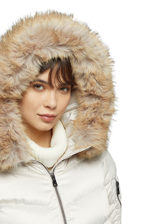 Kurz Damen Puffer Jacke für Winter Beige