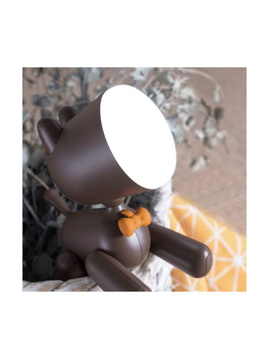 LED Kinder Dekorative Lampe Nacht Braun 17x10x21εκ.