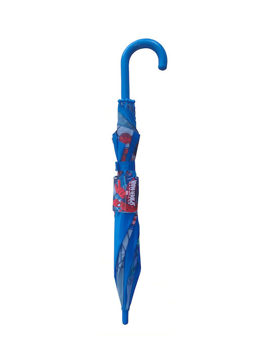 Chanos Kinder Regenschirm Gebogener Handgriff Automatisch Spiderman Blau mit Durchmesser 80cm.