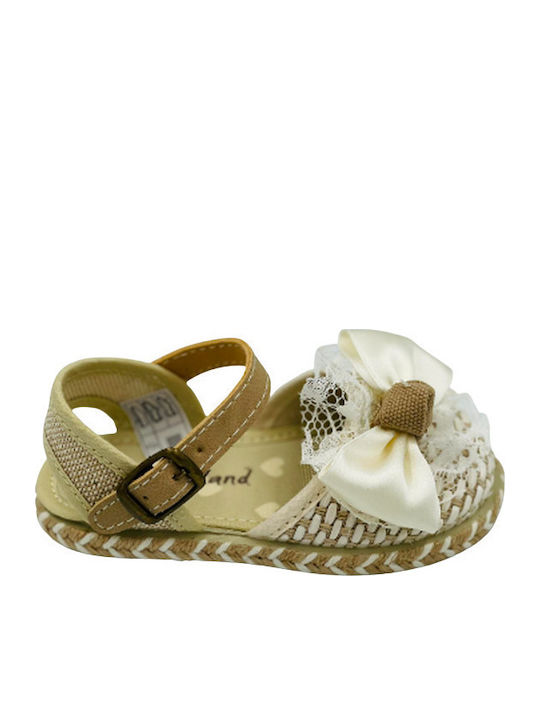 Kids Espradrilles with Adjustable Metal Clasp Beige