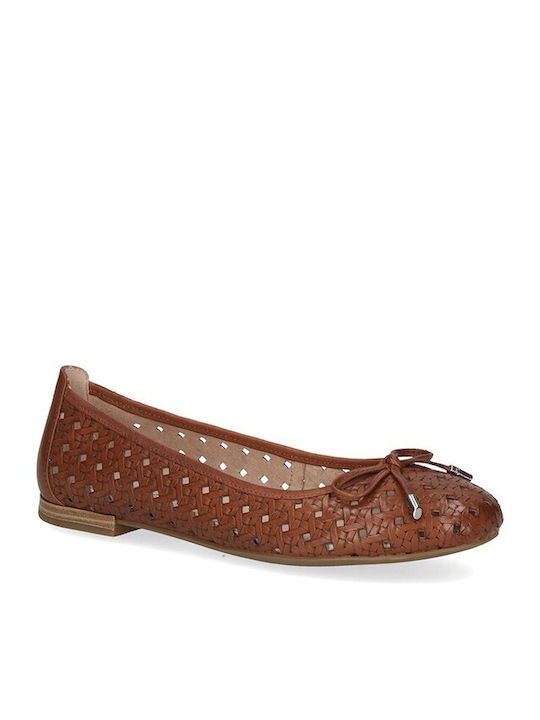 Caprice Synthetic Leather Ballerinas Tabac Brown
