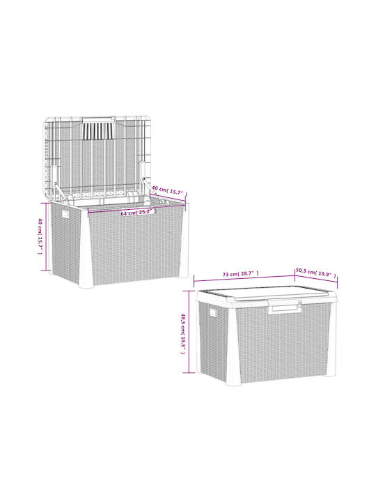 vidaXL Outdoor Storage Box 125lt Gray L73xW50xH49.5cm