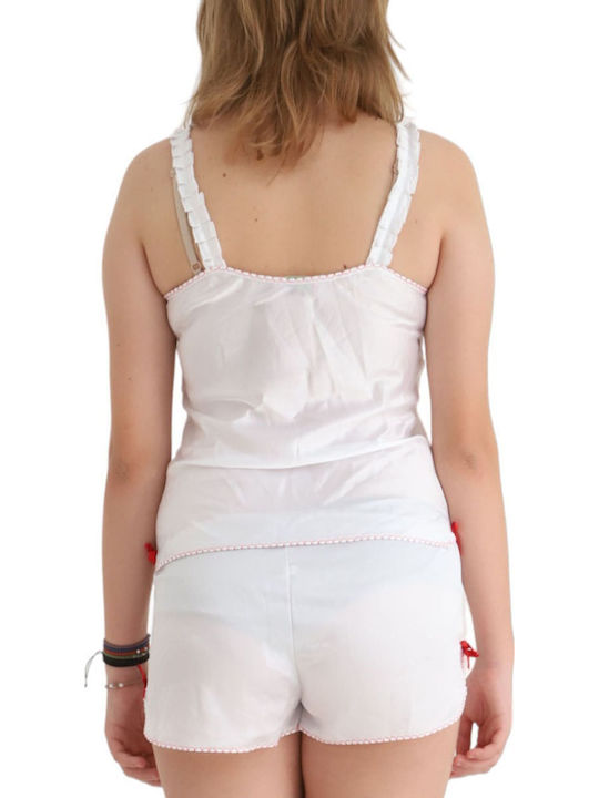 Pepita Sommer Damen Pyjama-Set Weiß