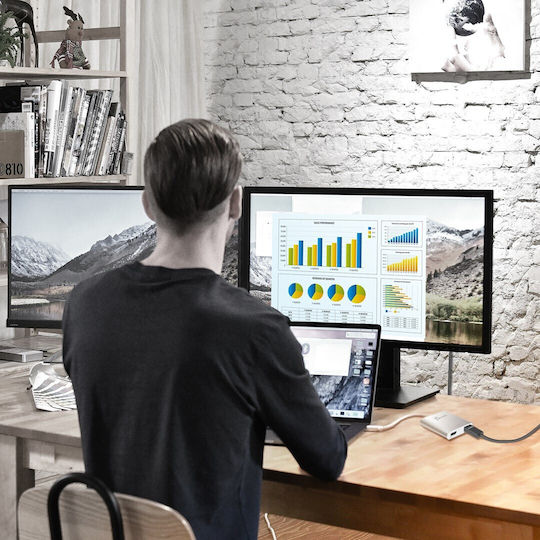 J5 Create JCA365 USB-A Docking Station με HDMI 4K και σύνδεση 2 Οθονών Γκρι