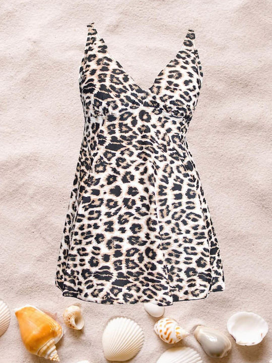 Senses Tankini Swimsuit with Padding Animal Print Brown