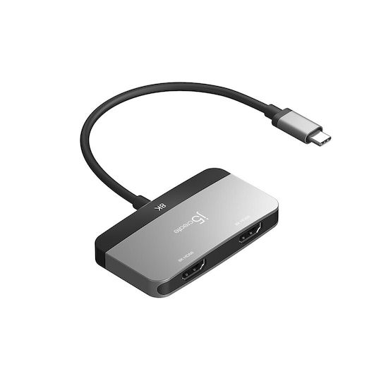 J5 Create JCA465 USB-C Докинг станция с HDMI 4K и свързване 2 монитора Сив
