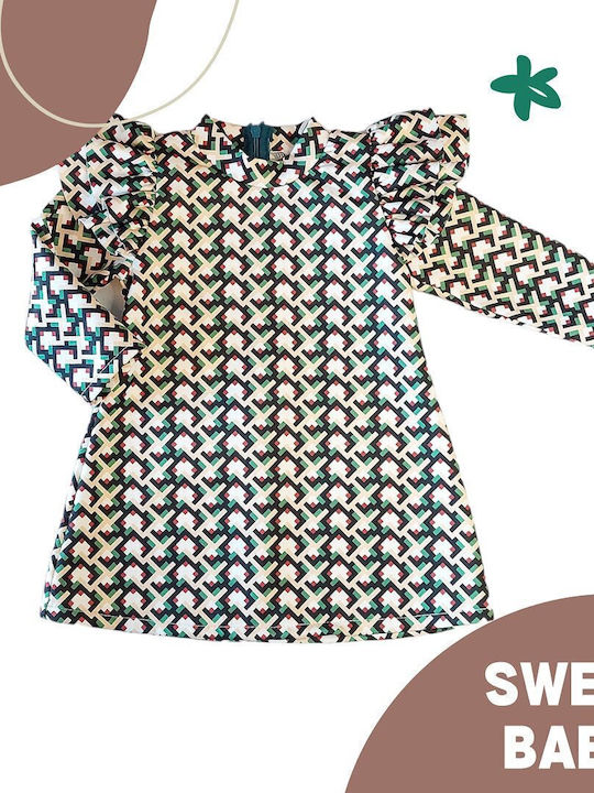 Sweet Baby Kids Dress Polka Dot Long Sleeve Green