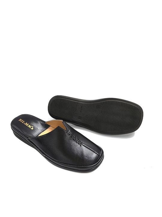 Leather Winter Women's Slippers Black