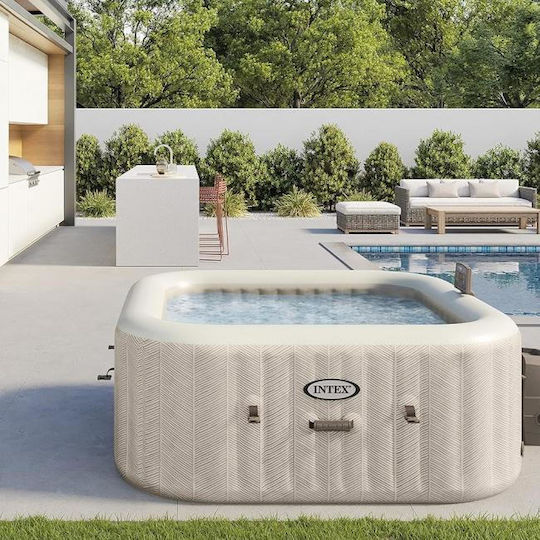 Intex Chevron Deluxe Square Swimming Pool 1098L Inflatable with Hydromassage 196x196x71cm