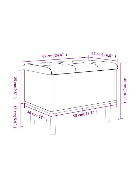 vidaXL Bankhocker mit Stauraum Hölzernes Grau 62x42x46cm