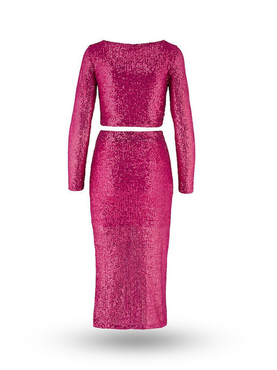 Set with Midi Skirt Pink