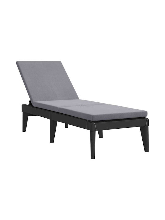 Deckchair Plastic with Cushion Gray 186x60x29cm.