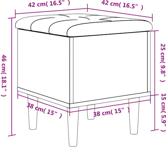 Hocker Für das Wohnzimmer Mit Stauraum Hölzernes Gray 42x42x46cm
