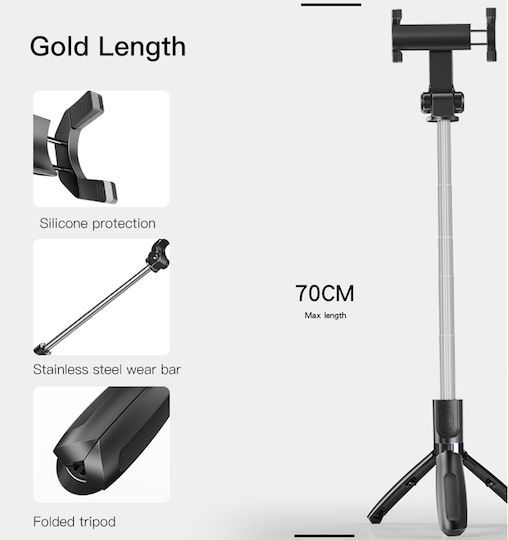 Yesido SF11 Selfie Stick Τρίποδο Κινητού Bluetooth Μαύρο