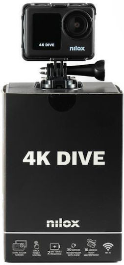Nilox Action Cam 4K Dive 128GB Action Camera 4K Ultra HD Underwater with Touch Screen 2" and Wi-Fi Black