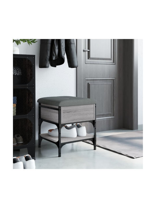 Stool For Living Room With Storage Space Metallic Gray 42x42x45cm