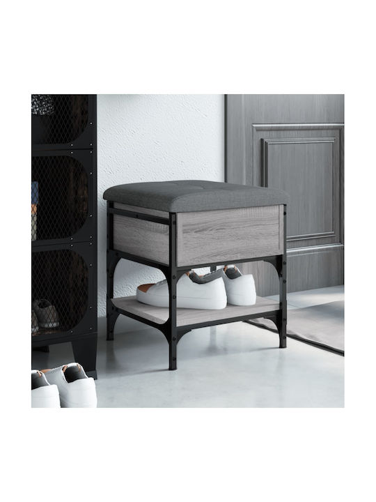 Stool For Living Room With Storage Space Metallic Gray 42x42x45cm