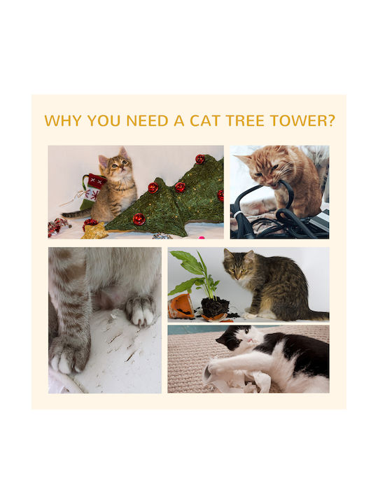Pawhut Scratching Post Cat Trees Brown Ceiling 40x34x260cm