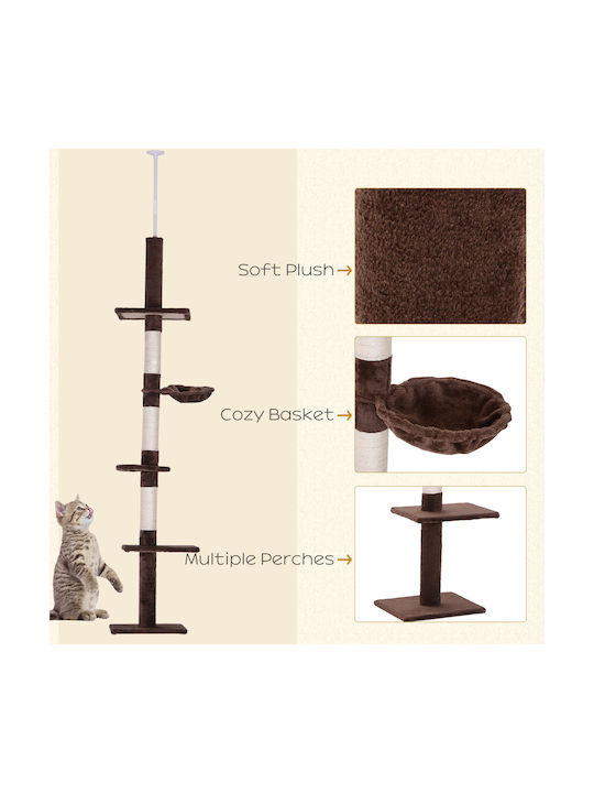 Pawhut Scratching Post Cat Trees Brown Ceiling 40x34x260cm