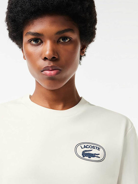 Lacoste Logo Γυναικείο T-shirt Υπόλευκο