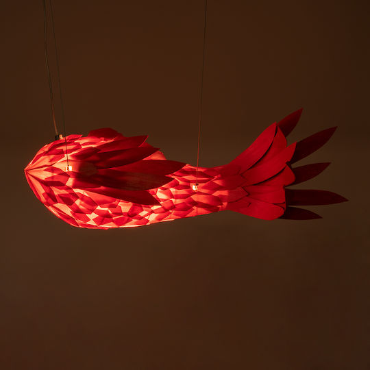 GloboStar Pendant Light Red Boho Grid with Socket E27 70x40x27cm