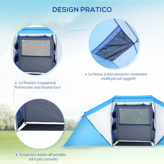 Outsunny Σκηνή Camping Τούνελ Μπλε 3 Εποχών για 6 Άτομα 460x230x195εκ.