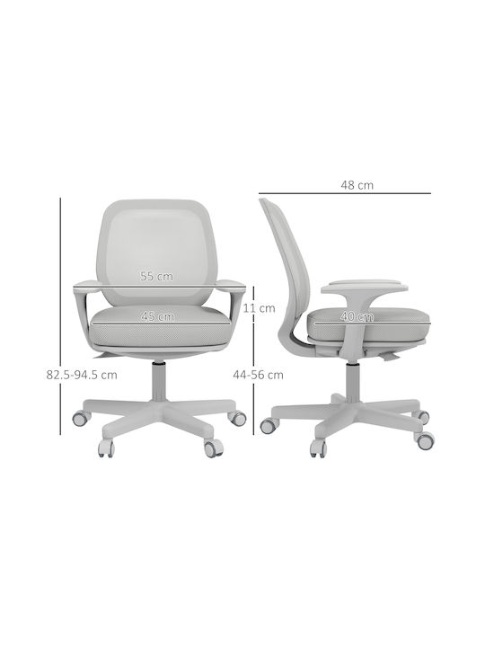 Reclining Office Chair with Fixed Arms Gray Vinsetto