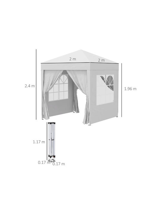 Outsunny Gazebo Grădină Alb x2m