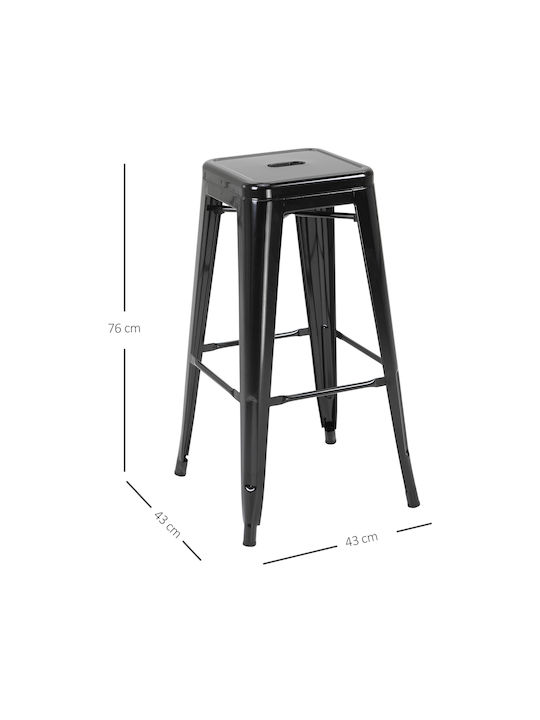 Stool Bar Metallic Black 4pcs 43x43x76cm