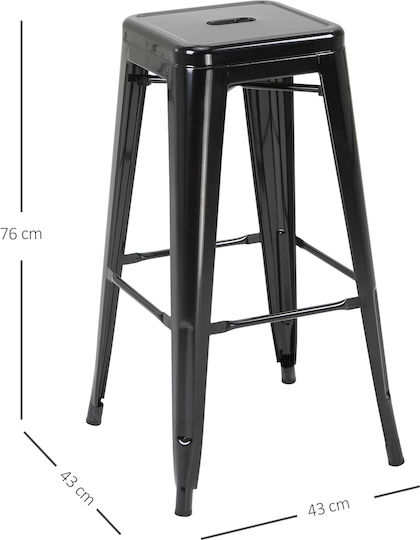 Hocker Bar Metall Black 4Stück 43x43x76cm