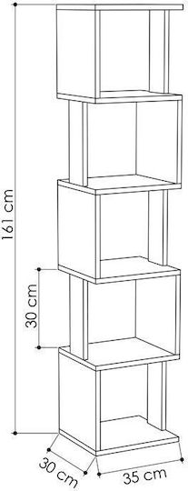 Bookcase Piri Oak 35x30x161cm