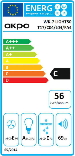 Akpo WK-7 Light 50 Sliding Vent Hood 50cm Black