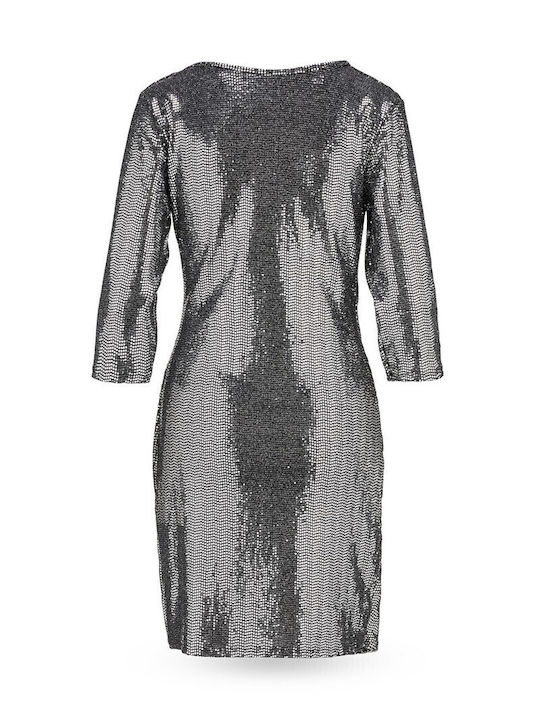 Rochie Mini De Seara Wrap-Around Argintie
