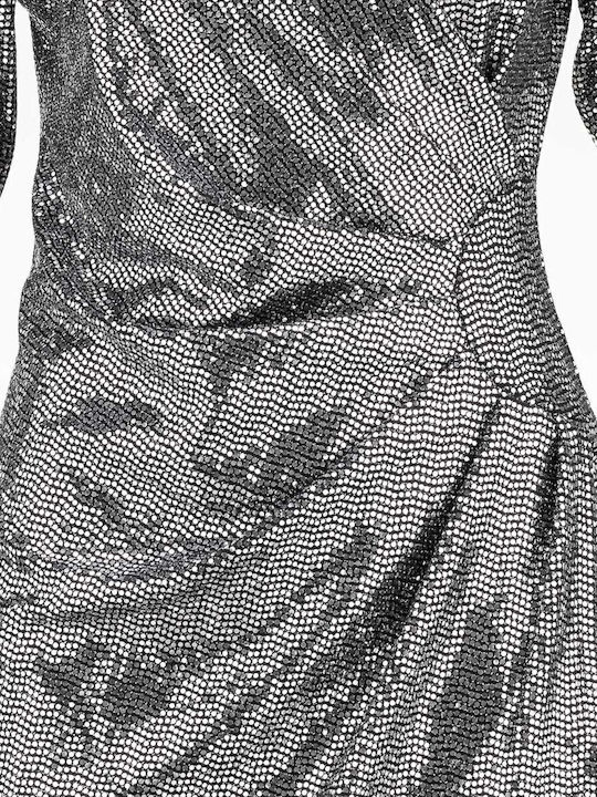 Rochie Mini De Seara Wrap-Around Argintie