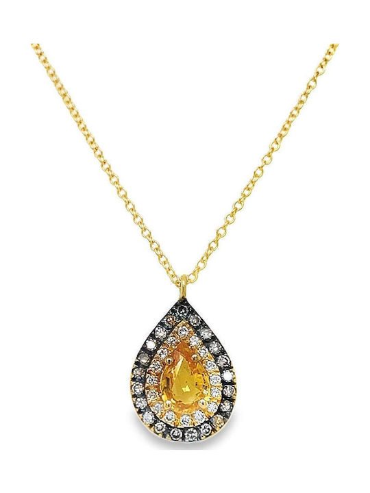 Xryseio Necklace with design Tear from Gold 18k with Diamond