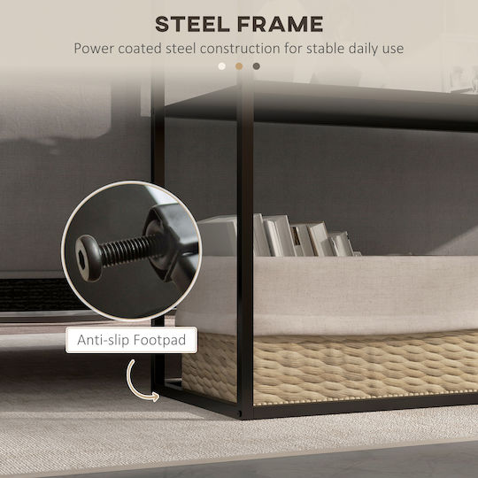 Console Table Wood & Metal Black Velvet-Black Metal L90xW30xH75cm