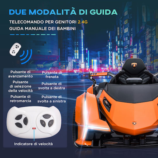 Lamborghini Едноместна Кола с Дистанционно Управление Оранжева за 3+ Години
