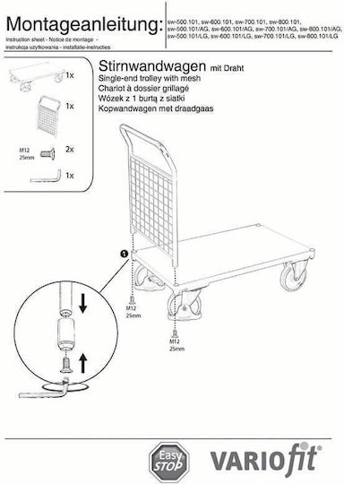 Variofit Plattformwagen for Load Weight up to 500kg in Gray Color
