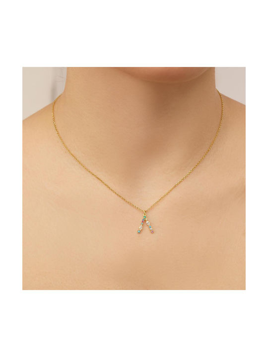 Excite-Fashion Necklace Monogram from Gold Plated Silver with Zircon Λ