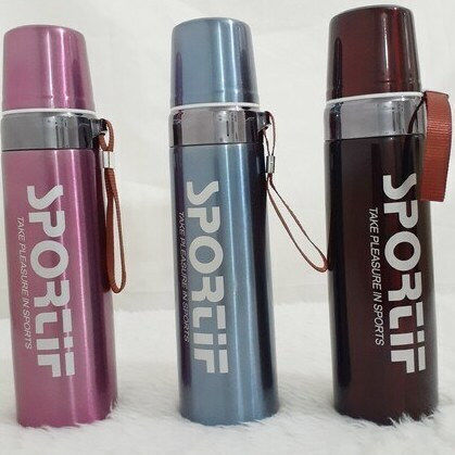 Flasche Thermosflasche Rostfreier Stahl 750ml Hellblau mit Kappenbecher 8308