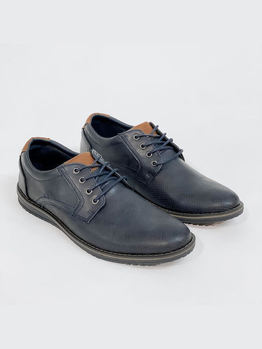 JK London Men's Leather Casual Shoes Blue