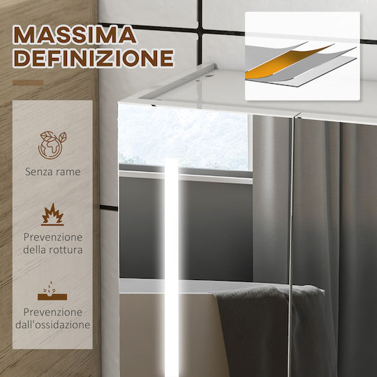 Kleankin Bathroom Mirror Led made of MDF with Shelf 90x15cm White