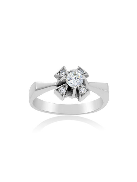 Antwnakakis Single Stone from White Gold 14K