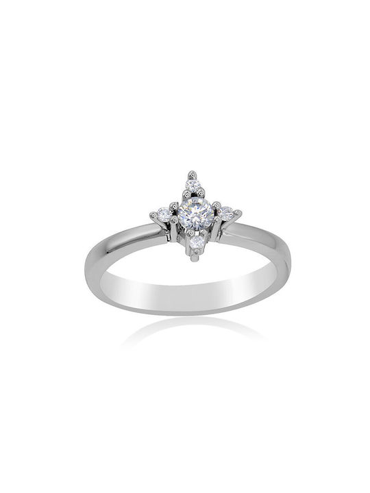 Antwnakakis Single Stone from White Gold 14K