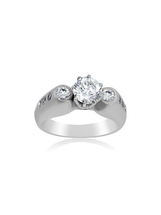 Antwnakakis Single Stone from White Gold 14K