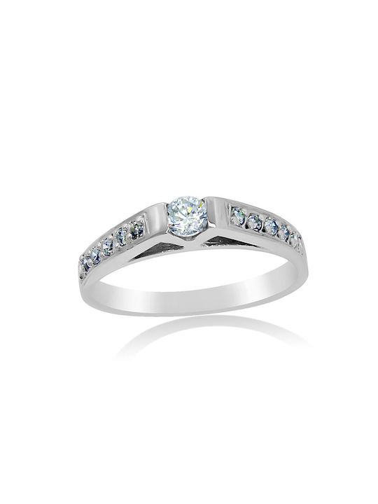 Antwnakakis Single Stone from White Gold 14K