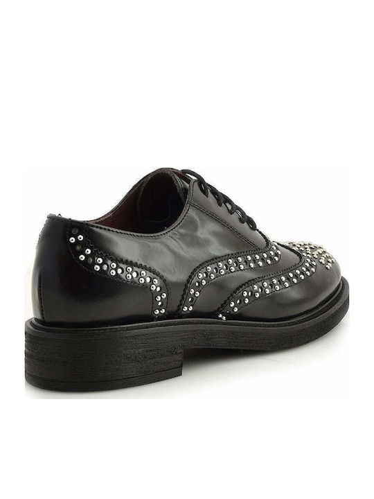 Δερμάτινα Γυναικεία Oxfords σε Μαύρο Χρώμα