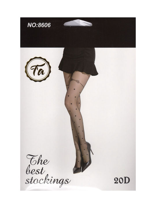 Fa Cad'oro Women's Pantyhose 20 Den Black with Print